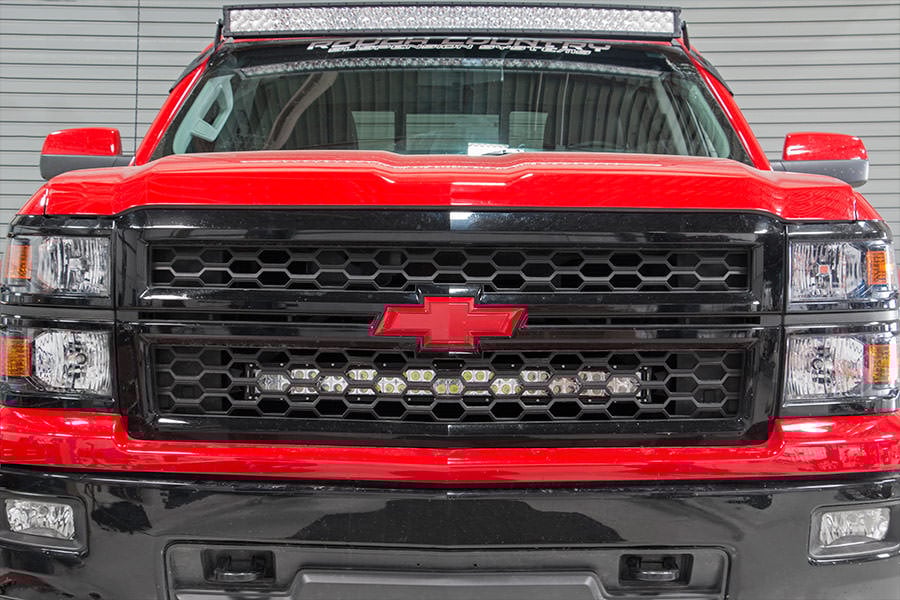 LED Light Kit | Behind Grille Mount | 30&quot; Black Dual Row | White DRL | Chevy Silverado 1500 (14-15)