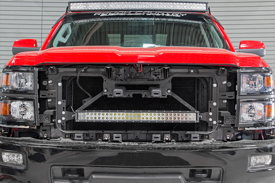 LED Light Kit | Behind Grille Mount | 30&quot; Black Dual Row | White DRL | Chevy Silverado 1500 (14-15)