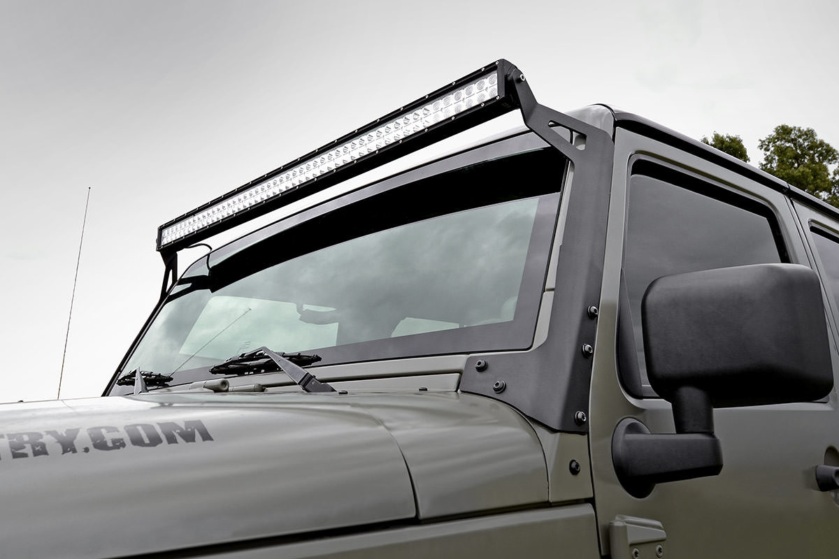 LED Light | Windshield Mnt | 50&quot; Black Dual Row | Amber DRL | Jeep Wrangler JK (07-18)