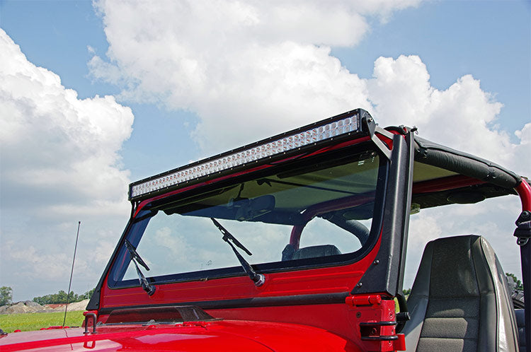 LED Light Mount | Upper Windshield | 50&quot; Straight | Jeep Wrangler YJ (87-95)