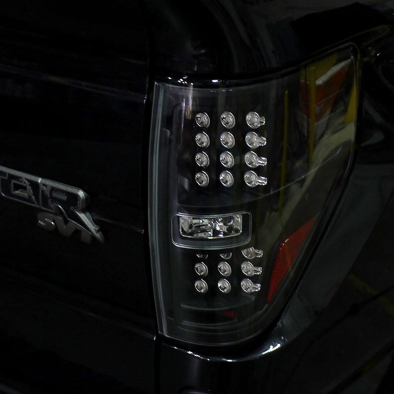 Spec-D Tuning - 2009-2014 Ford F-150 LED Tail Lights (Matte Black Housing/Clear Lens) - LT-F15009JMLED-TM