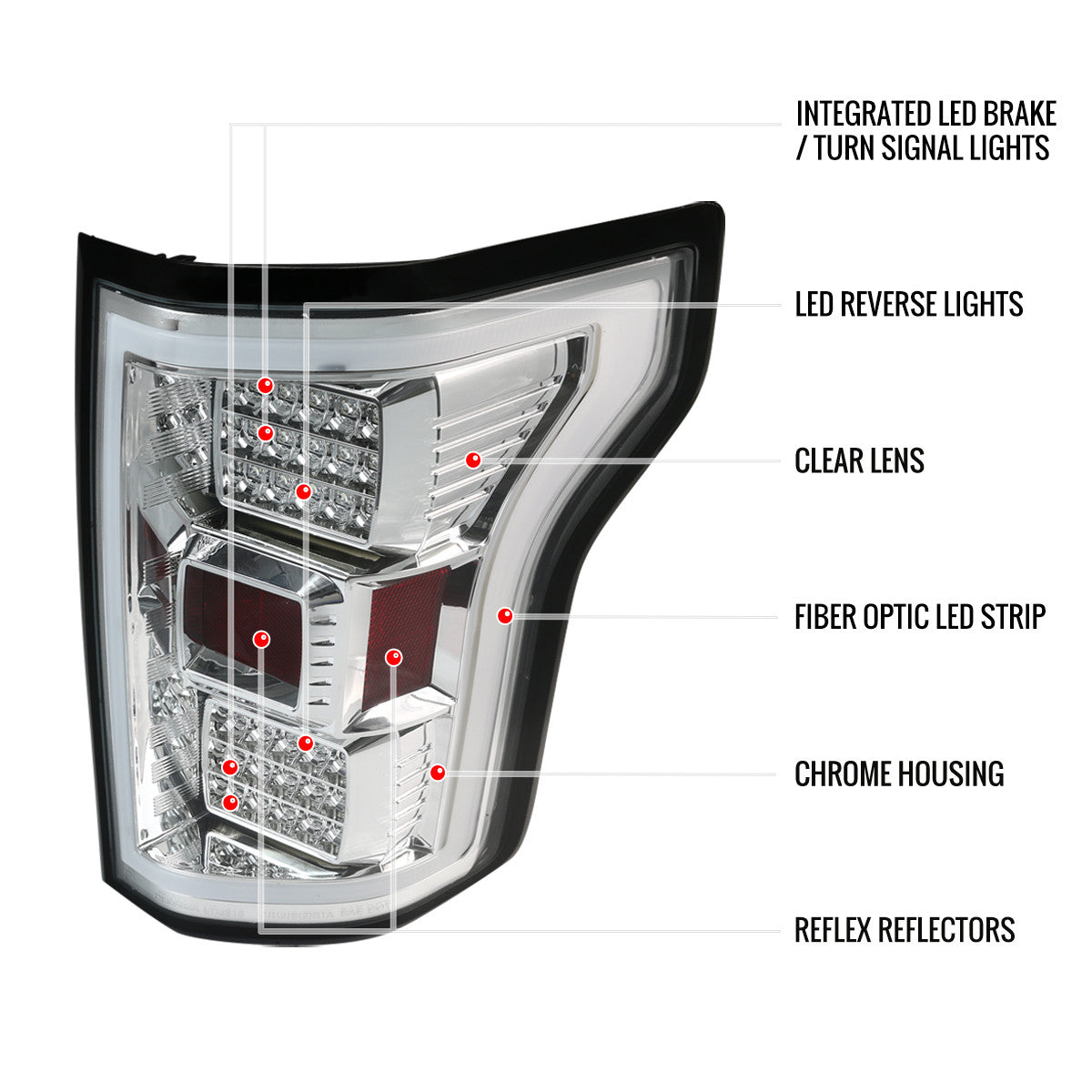 Spec-D Tuning - 2015-2017 Ford F-150 Chrome LED Tail Lights - LT-F15015CLED-TM