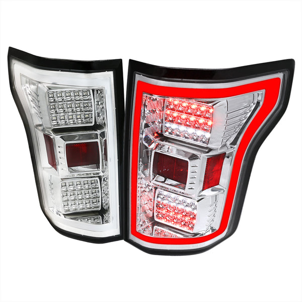 Spec-D Tuning - 2015-2017 Ford F-150 Chrome LED Tail Lights - LT-F15015CLED-TM