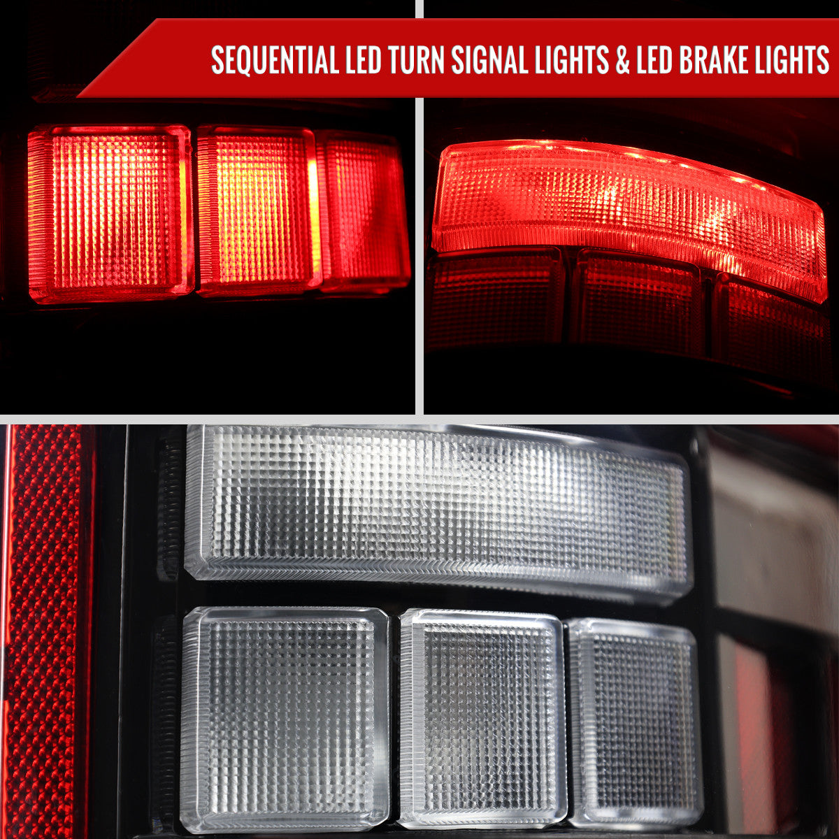 Spec-D Tuning - 2021–2023 Ford F-150 LED Tail Lights w/ Switchback Sequential Turn Signals (Black Housing / Clear Lens) - LT-F15021BKLED-SQ-RS