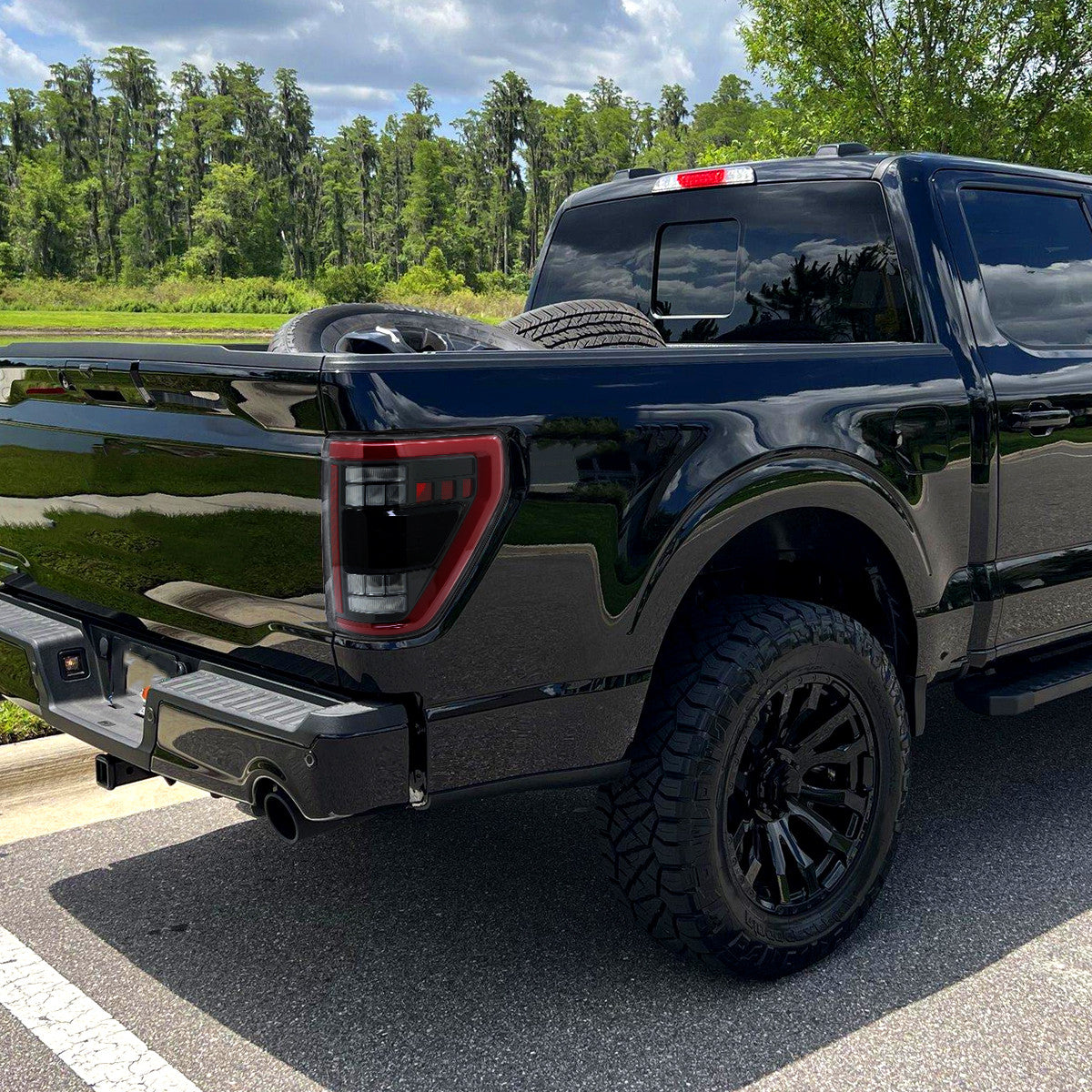 Spec-D Tuning - 2021–2023 Ford F-150 LED Tail Lights w/ Switchback Sequential Turn Signals (Black Housing / Clear Lens) - LT-F15021BKLED-SQ-RS