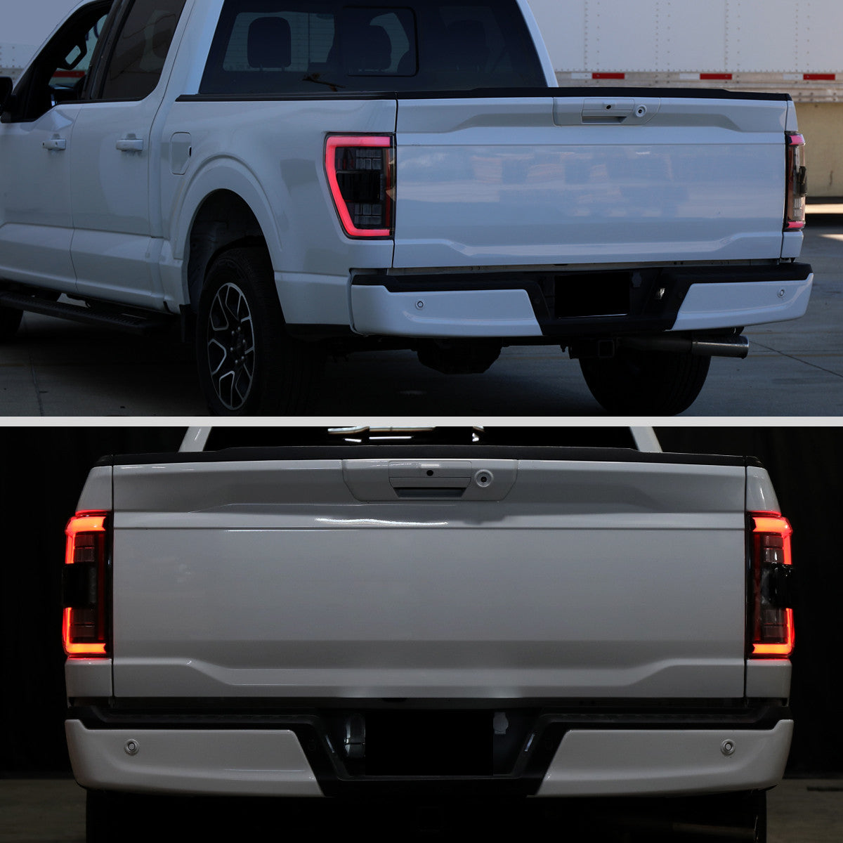 Spec-D Tuning - 2021–2023 Ford F-150 LED Tail Lights w/ Switchback Sequential Turn Signals (Matte Black Housing / Clear Lens) - LT-F15021JMLED-SQ-RS