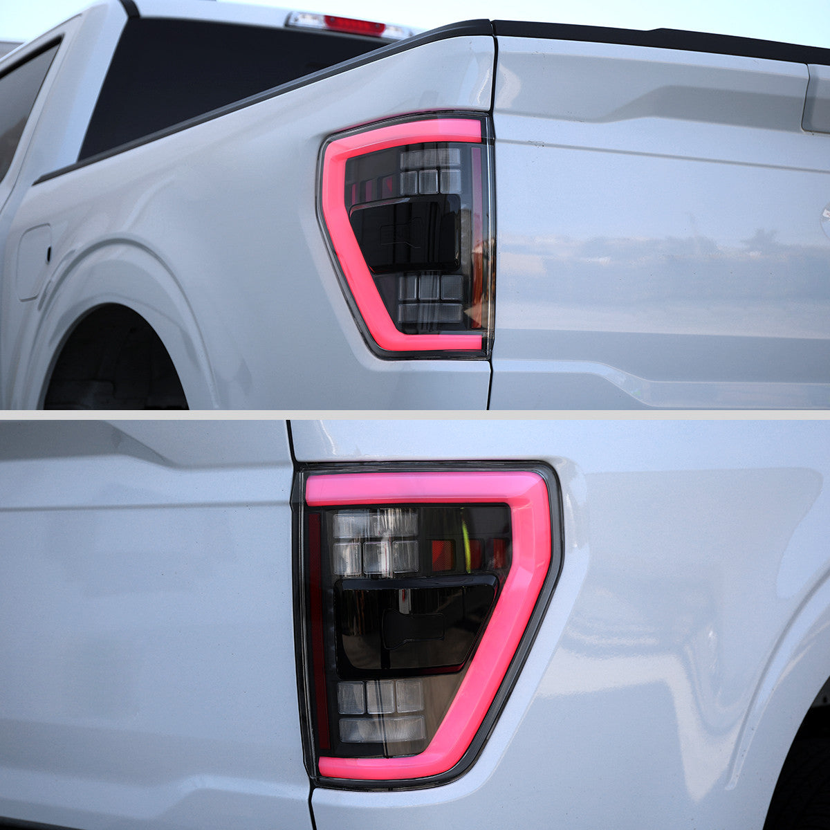 Spec-D Tuning - 2021–2023 Ford F-150 LED Tail Lights w/ Switchback Sequential Turn Signals (Matte Black Housing / Clear Lens) - LT-F15021JMLED-SQ-RS