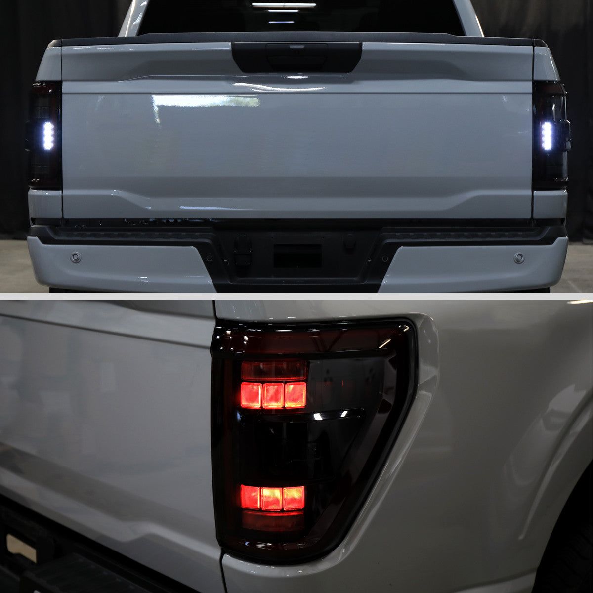 Spec-D Tuning - 2021–2023 Ford F-150 LED Tail Lights w/ Switchback Sequential Turn Signals (Black Housing / Smoked Lens) - LT-F15021SMLED-SQ-RS