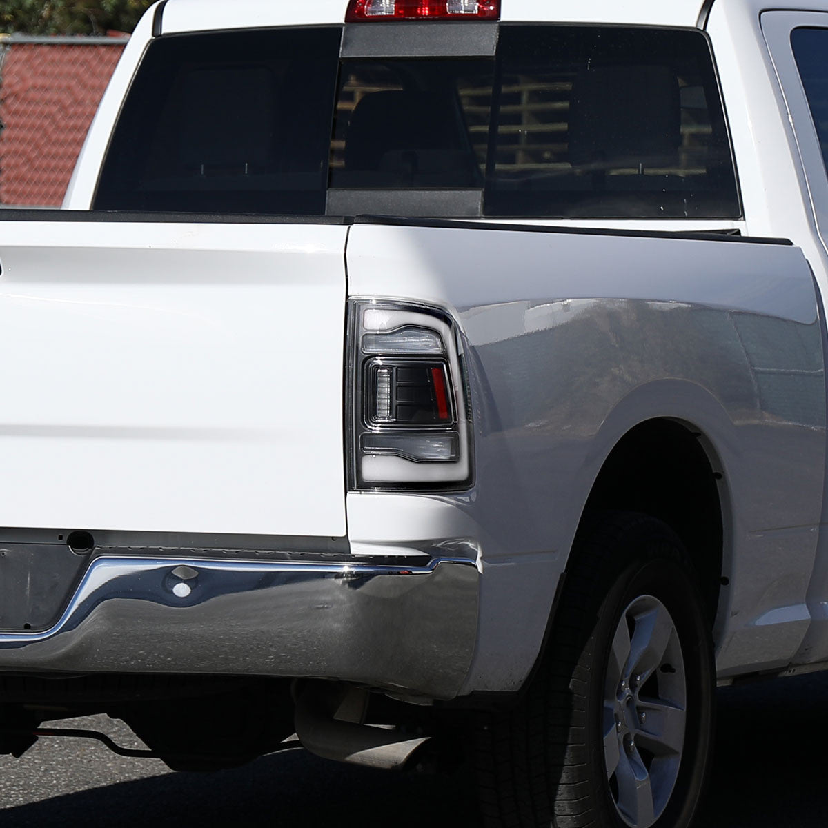 Spec-D Tuning - 2009-2018 Dodge RAM 1500/2019-2022 RAM 1500 Classic/2010-2018 RAM 2500 3500 LED Bar Tail Lights (Matte Black Housing/Clear Lens) - LT-RAM09JMLED-RS