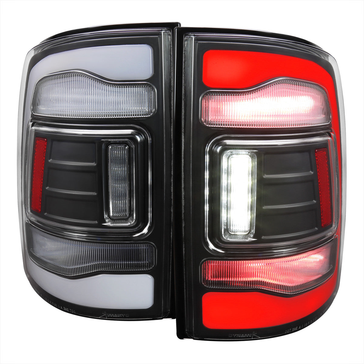 Spec-D Tuning - 2009-2018 Dodge RAM 1500/2019-2022 RAM 1500 Classic/2010-2018 RAM 2500 3500 LED Bar Tail Lights (Matte Black Housing/Clear Lens) - LT-RAM09JMLED-RS