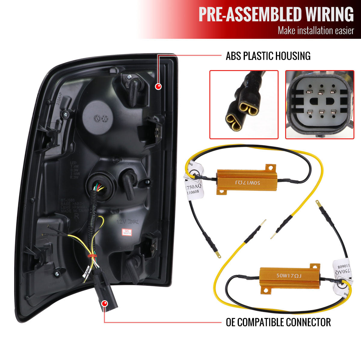 Spec-D Tuning - 2019-2024 Dodge RAM 2500/3500 LED Sequential Signal Tail Lights (Matte Black Housing/Clear Lens) - LT-RAM1925JMLD-SQ-TM