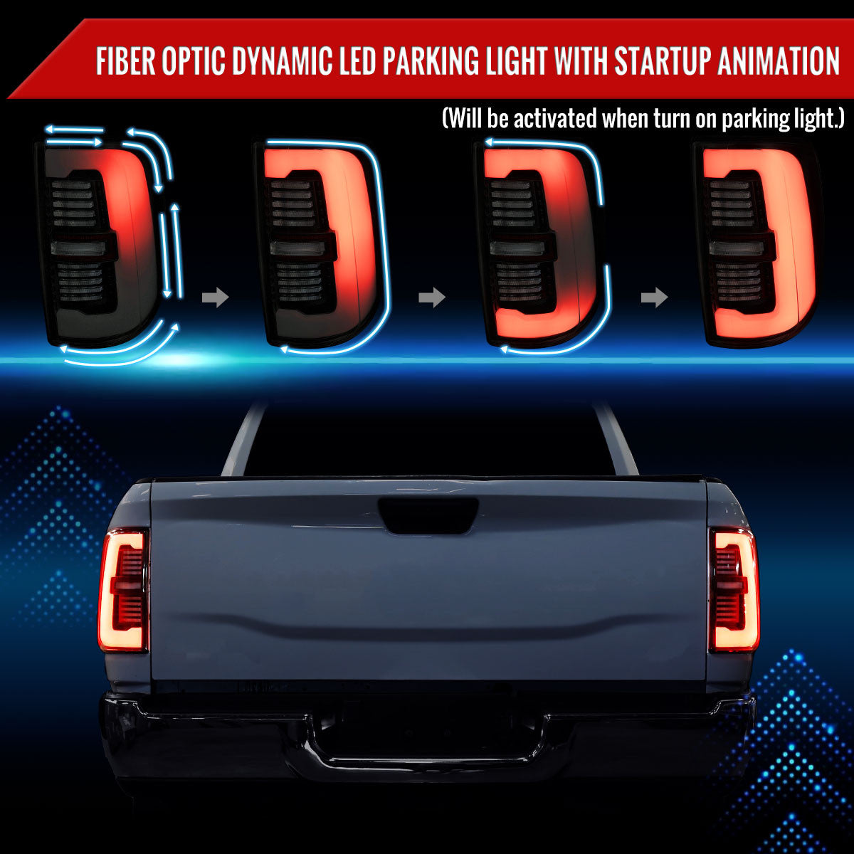 Spec-D Tuning - 2019-2024 Dodge RAM 2500/3500 LED Sequential Signal Tail Lights (Glossy Black Housing / Dark Smoked Lens) - LT-RAM1925BBLD-SQ-RS