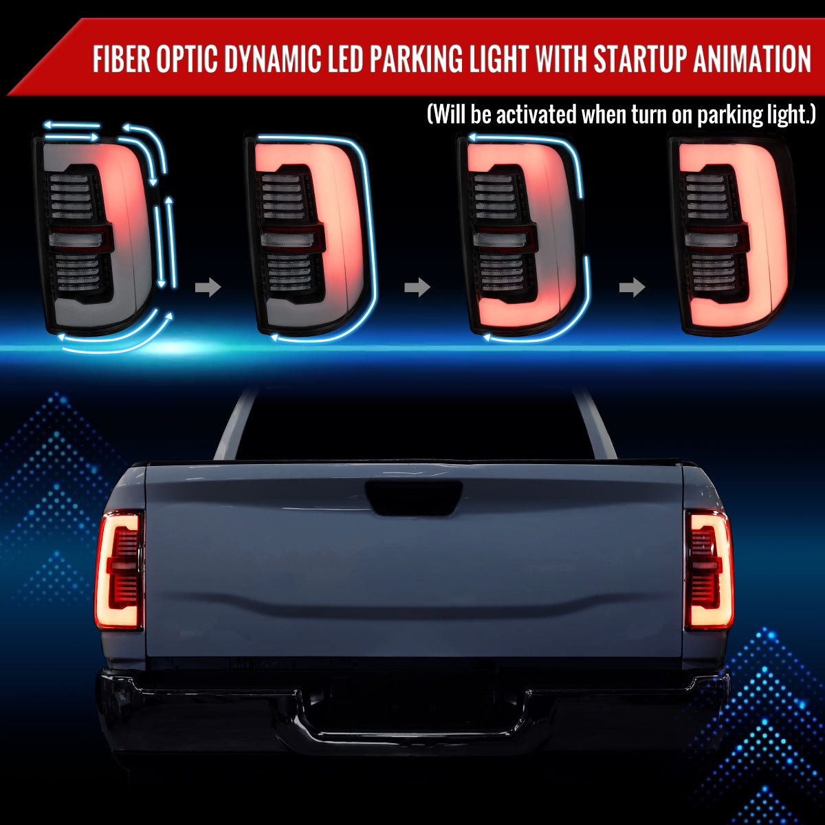 Spec-D Tuning - 2019-2024 Dodge RAM 2500/3500 LED Sequential Signal Tail Lights (Matte Black Housing / Clear Lens) - LT-RAM1925JMLD-SQ-RS