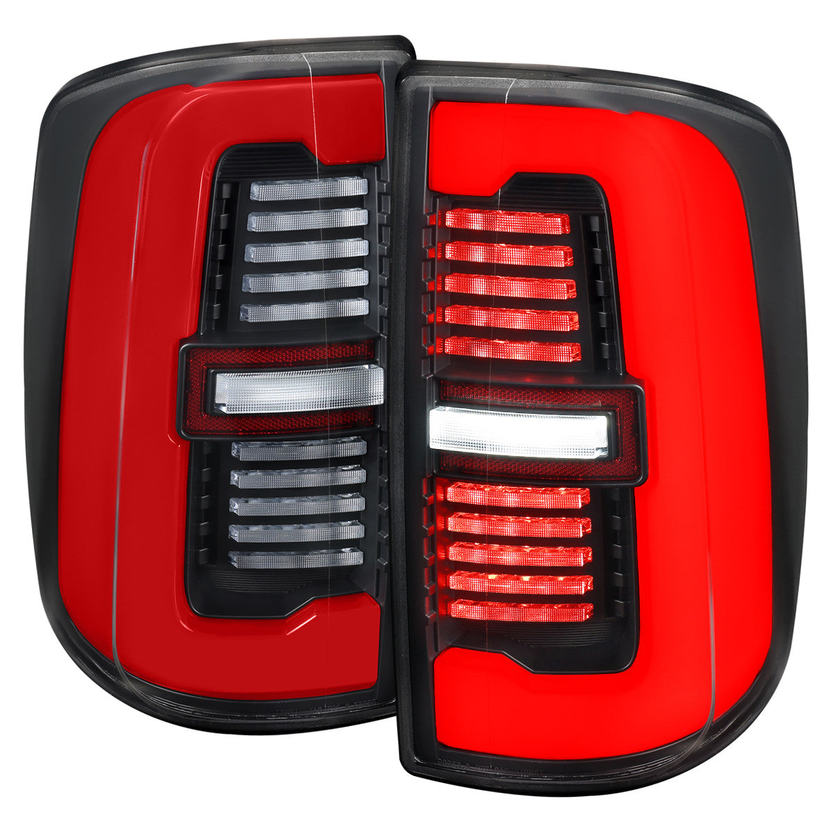 Spec-D Tuning - 2019-2024 Dodge RAM 2500/3500 Red LED Bar Sequential Signal Tail Lights (Black Housing / Clear Lens) - LT-RAM1925JRLD-SQ-RS