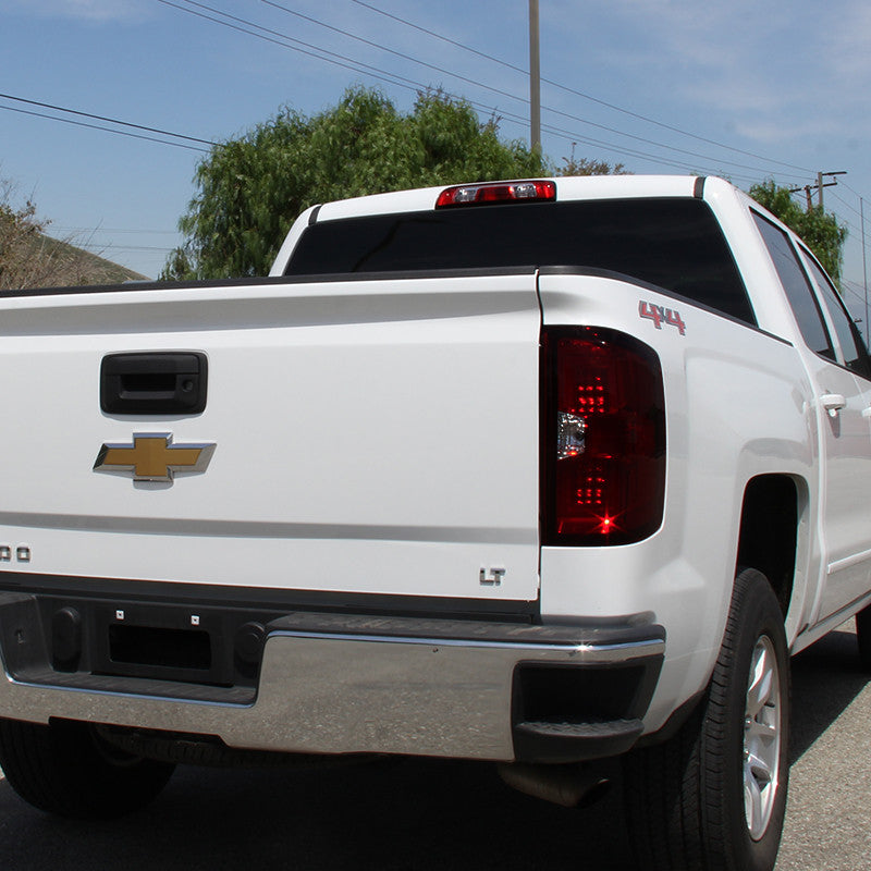 Spec-D Tuning - 2014-2019 Chevrolet Silverado 1500/ 2015-2019 Silverado 2500HD 3500HD GMC Sierra 3500HD LED Tail Lights (Chrome Housing/Red Smoked Lens) - LT-SIV14RGLED-TM