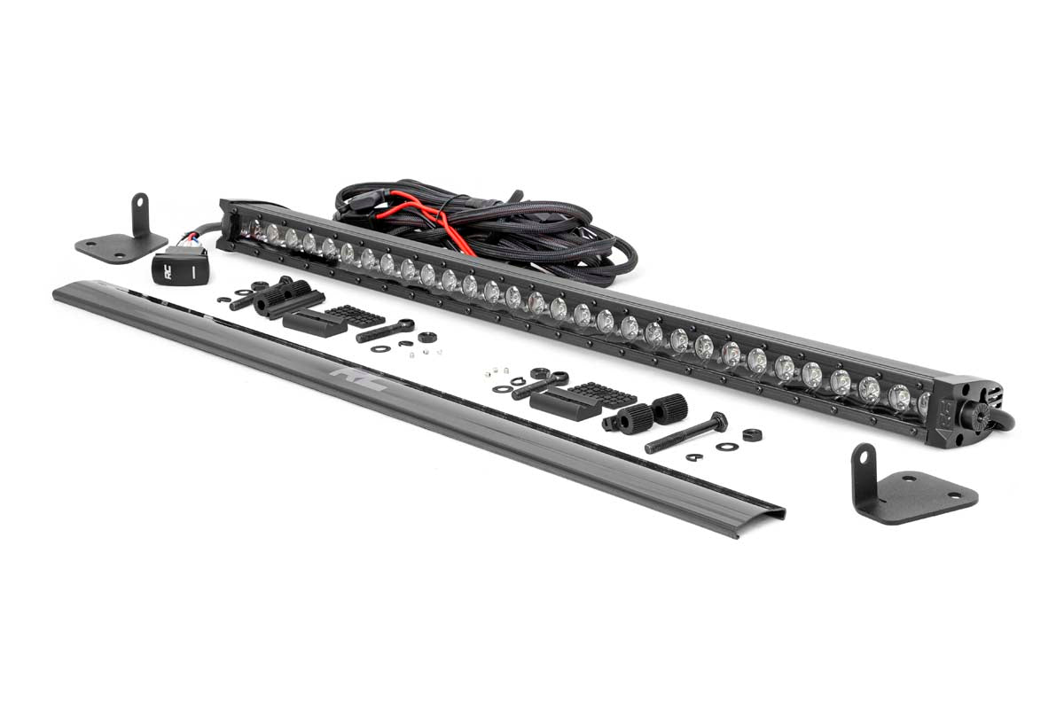 LED Light Kit | Hood Mount | 30&quot; Black Single Row | White DRL | Mahindra Roxor