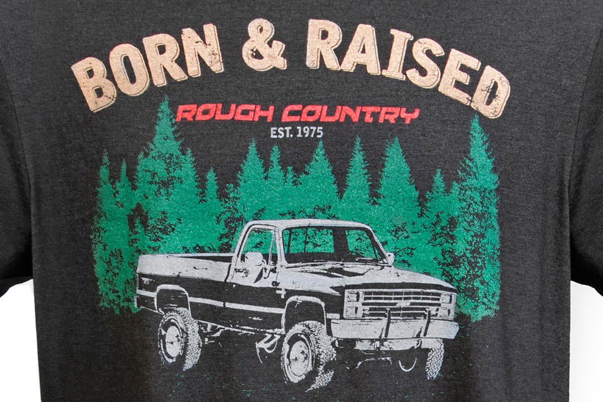 Rough Country T-Shirt - Born & Raised - Black - SM - 84081SM by Rough Country - angle view