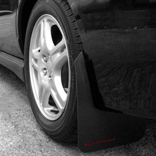 Rally Armor 02-07 Subaru WRX/STI/RS/2.5i (wagons req mod) Basic Black Mud Flap w/ Red Logo - MF1-BAS-RD