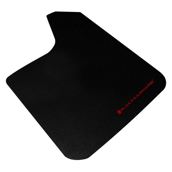 Rally Armor Universal Fit (No Hardware) Basic Black Mud Flap w/ Red Logo - MF12-BAS-RD
