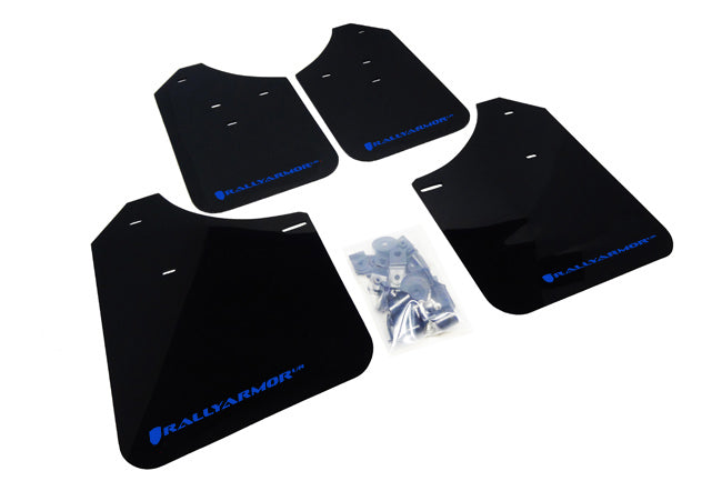 Rally Armor 02-07 Subaru WRX/STI/RS/2.5i (Wagons Req. Mod.) Black UR Mud Flap w/ Blue Logo - MF1-UR-BLK/BL for 2015-2021 Suba