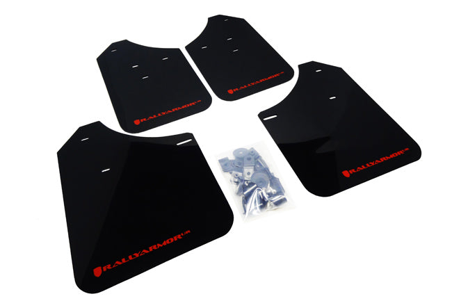 Rally Armor 02-07 Subaru WRX/STI/RS/2.5i (Wagons Req. Mod.) Black UR Mud Flap w/ Red Logo - MF1-UR-BLK/RD for 2015-2021 Subar