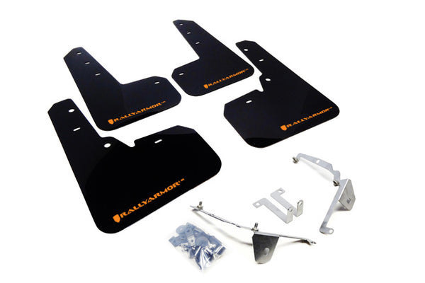 Rally Armor 13-17 Subaru XV Crosstrek Black Mud Flap w/ Orange Logo - MF26-UR-BLK/OR for 2013-2017 Subaru Crosstrek - front v