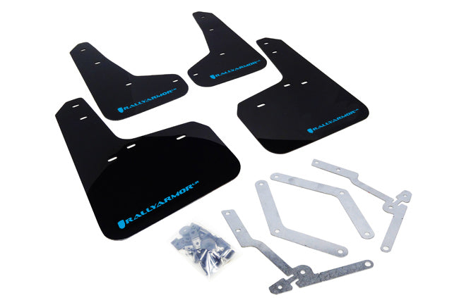 Rally Armor 12-19 Ford Focus ST / 16-19 RS Black UR Mud Flap w/ Nitrous Blue Logo - MF27-UR-BLK/NB for 2013-2018 Ford Focus -