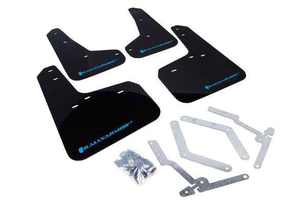 Rally Armor 12-19 Ford Focus ST / 16-19 RS Black UR Mud Flap w/ Nitrous Blue Logo - MF27-UR-BLK/NB for 2013-2018 Ford Focus -