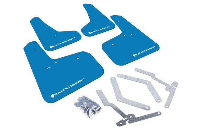 Rally Armor 12-19 Ford Focus (Incl. ST) / 16-19 RS Nitrous Blue UR Mud Flap w/ White Logo - MF27-UR-NBL/WH for 2013-2018 Ford