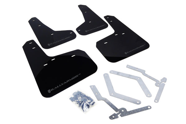 Rally Armor 12-19 Ford Focus ST / 16-19 RS Black Mud Flap w/ Grey Logo - MF27-UR-BLK/GRY for 2013-2018 Ford Focus - front vie