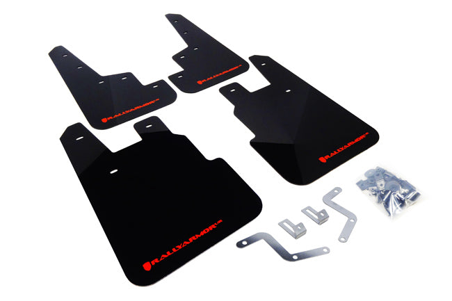 Rally Armor 14-18 Subaru Forester Black Mud Flap w/ Red Logo - MF28-UR-BLK/RD for 2014-2018 Subaru Forester - front view