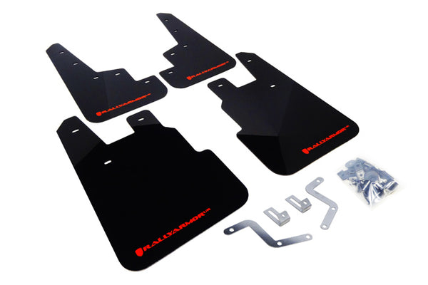 Rally Armor 14-18 Subaru Forester Black Mud Flap w/ Red Logo - MF28-UR-BLK/RD for 2014-2018 Subaru Forester - front view