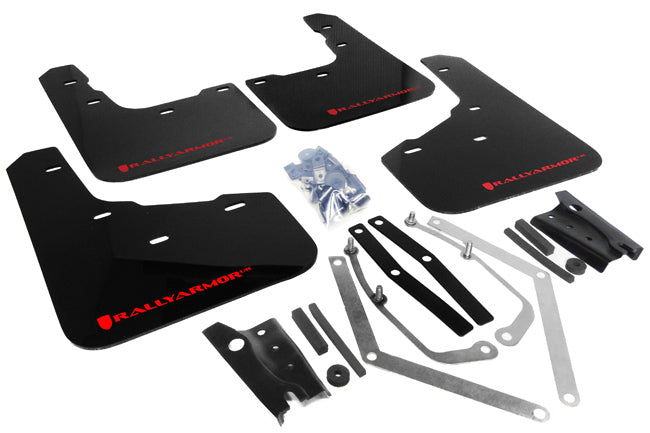 Rally Armor 13-19 USDM Ford Fiesta ST Black UR Mud Flap w/ Red Logo - MF29-UR-BLK/RD for 2014-2019 Ford Fiesta ST - front vie
