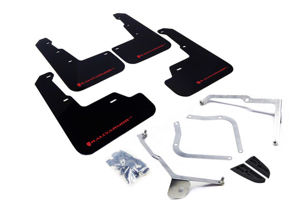 Rally Armor 15-21 Subaru WRX/STI (Sedan ONLY) Black UR Mud Flap w/ Red Logo - MF32-UR-BLK/RD for 2015-2021 Subaru WRX - front
