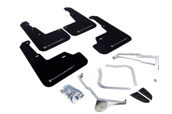 Rally Armor 15-21 Subaru WRX/STI (Sedan ONLY) Black UR Mud Flap w/ Silver Logo - MF32-UR-BLK/SIL for 2015-2021 Subaru WRX - f