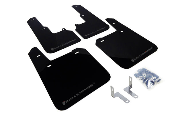 Rally Armor 15-19 Subaru Outback Black UR Mud Flap w/ Grey Logo - MF36-UR-BLK/GRY for 2015-2019 Subaru Outback - front view