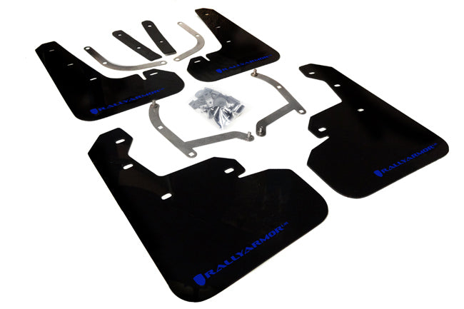 Rally Armor 17-22 Subaru Impreza Black UR Mud Flap w/ Blue Logo - MF45-UR-BLK/BL for 2017-2023 Subaru Impreza - front view