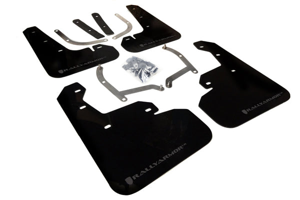 Rally Armor 17-22 Subaru Impreza Black UR Mud Flap w/ Grey Logo - MF45-UR-BLK/GRY for 2017-2023 Subaru Impreza - front view