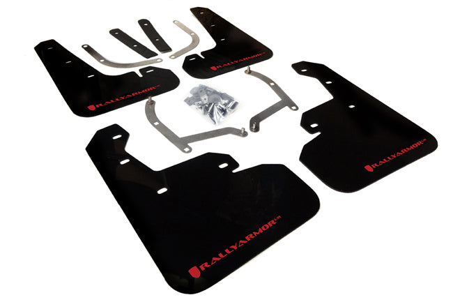 Rally Armor 17-22 Subaru Impreza Black UR Mud Flap w/ Red Logo - MF45-UR-BLK/RD for 2017-2023 Subaru Impreza - front view