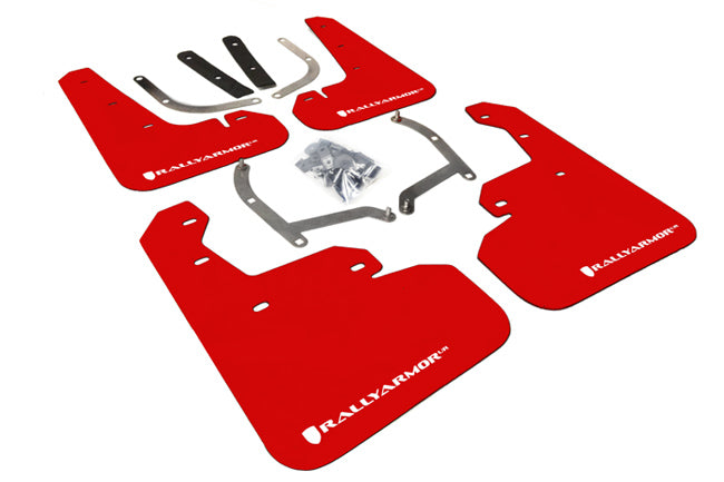 Rally Armor 17-22 Subaru Impreza Red UR Mud Flap w/ White Logo - MF45-UR-RD/WH for 2017-2023 Subaru Impreza - front view