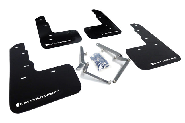 Rally Armor 17-21 Honda Civic Type R Black UR Mud Flap w/ White Logo - MF47-UR-BLK/WH for 2017-2022 Honda Civic Type R - fron