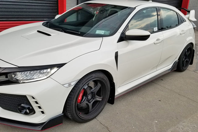 Rally Armor 17-22 Honda Civic Type R White UR Mud Flap w/Red Logo - MF47-UR-WH/RD