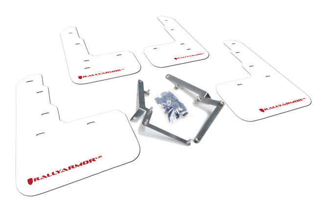 Rally Armor 17-22 Honda Civic Type R White UR Mud Flap w/Red Logo - MF47-UR-WH/RD for 2017-2021 Honda Civic - front view