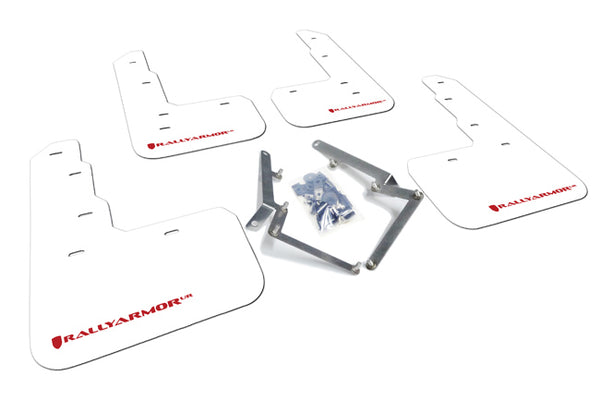 Rally Armor 17-22 Honda Civic Type R White UR Mud Flap w/Red Logo - MF47-UR-WH/RD for 2017-2021 Honda Civic - front view