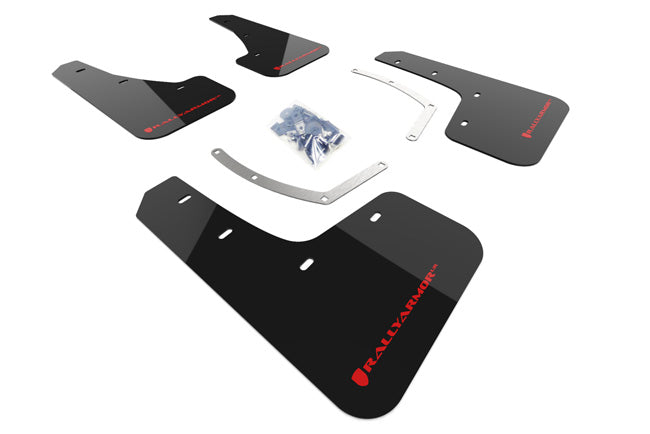 Rally Armor 18-22 Subaru Ascent Black UR Mud Flap w/ Red Logo - MF49-UR-BLK/RD for 2019-2025 Subaru Ascent - front view