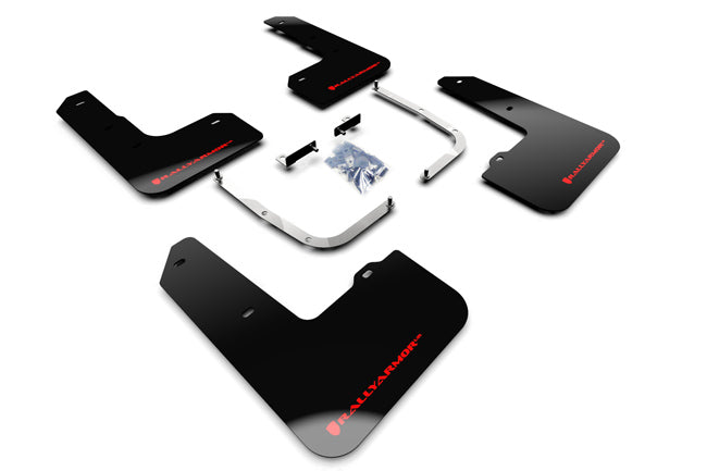 Rally Armor 19-22 Hyundai Veloster N Black UR Mud Flap w/ Red Logo - MF57-UR-BLK/RD for 2019-2022 Hyundai Veloster N - front 