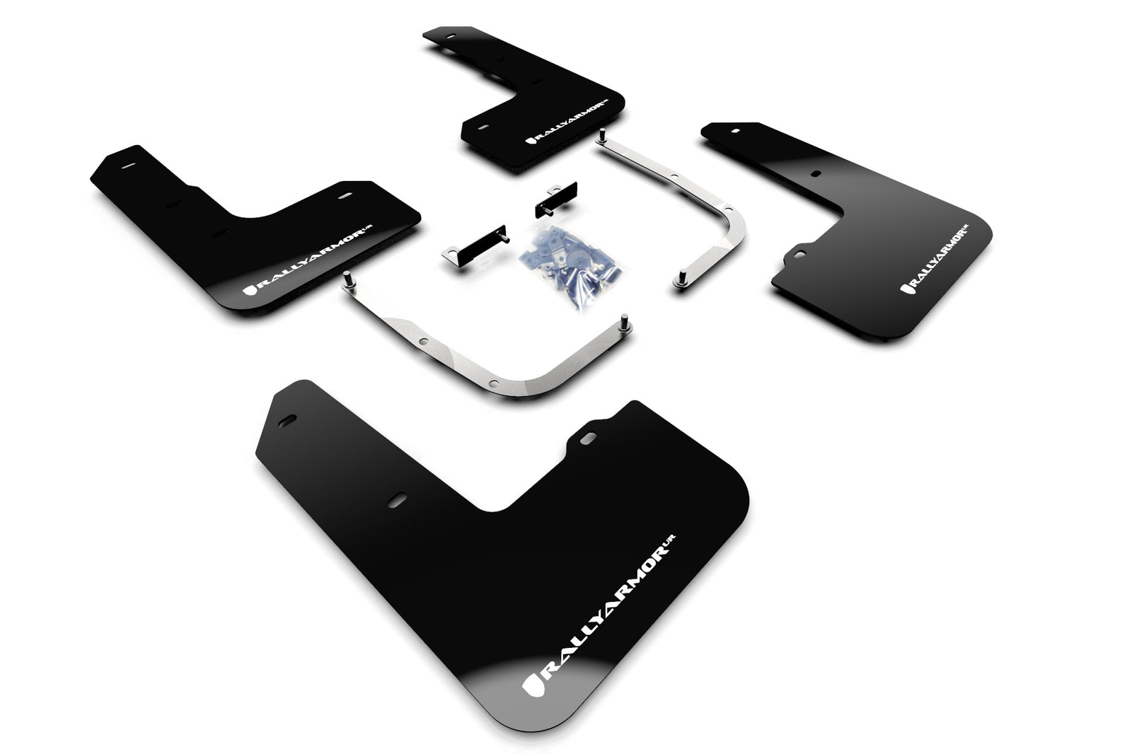 Rally Armor 19-22 Hyundai Veloster N Black UR Mud Flap w/ White Logo - MF57-UR-BLK/WH for 2019-2022 Hyundai Veloster N - fron