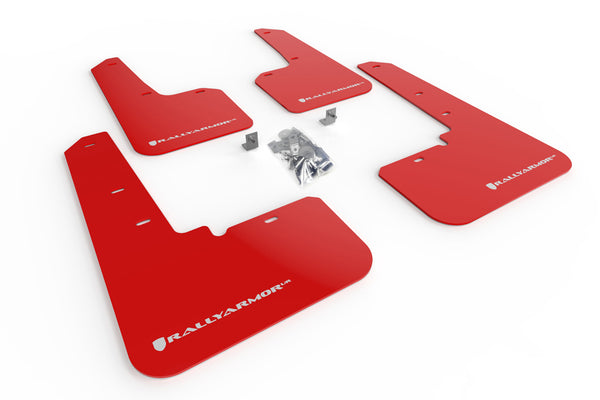 Rally Armor 20-24 Subaru Outback Red UR Mud Flap w/White Logo - MF66-UR-RD/WH for 2020-2025 Subaru Outback - front view