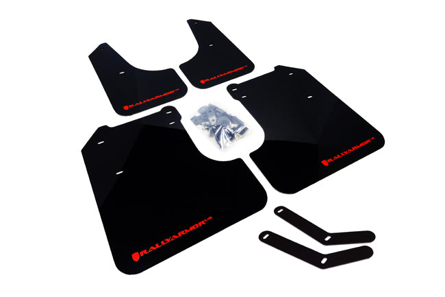 Rally Armor 08-10 Subaru WRX (Hatch & Sedan) / 08-11 Impreza 2.5i Black UR Mud Flap w/ Red Logo - MF6-UR-BLK/RD for 2008-2011