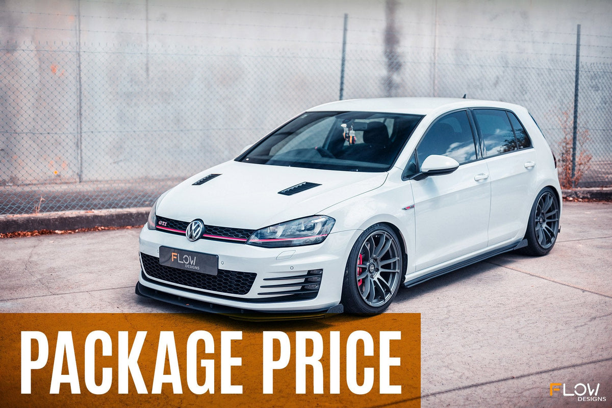 White Volkswagen MK7 Golf GTI Front Splitter, Side Splitters &amp; Rear Diffuser